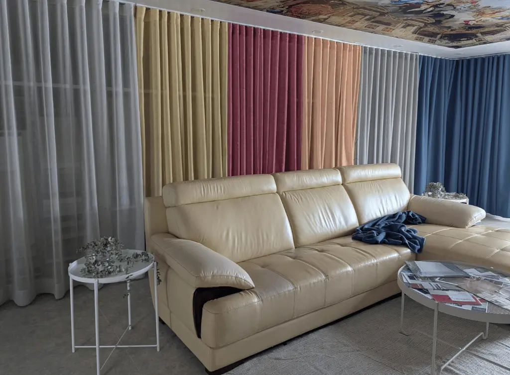 Layered designer track and curtains