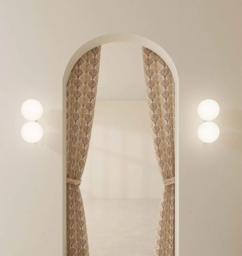 Warwick Fiske drapery in Cameo hung as curtains