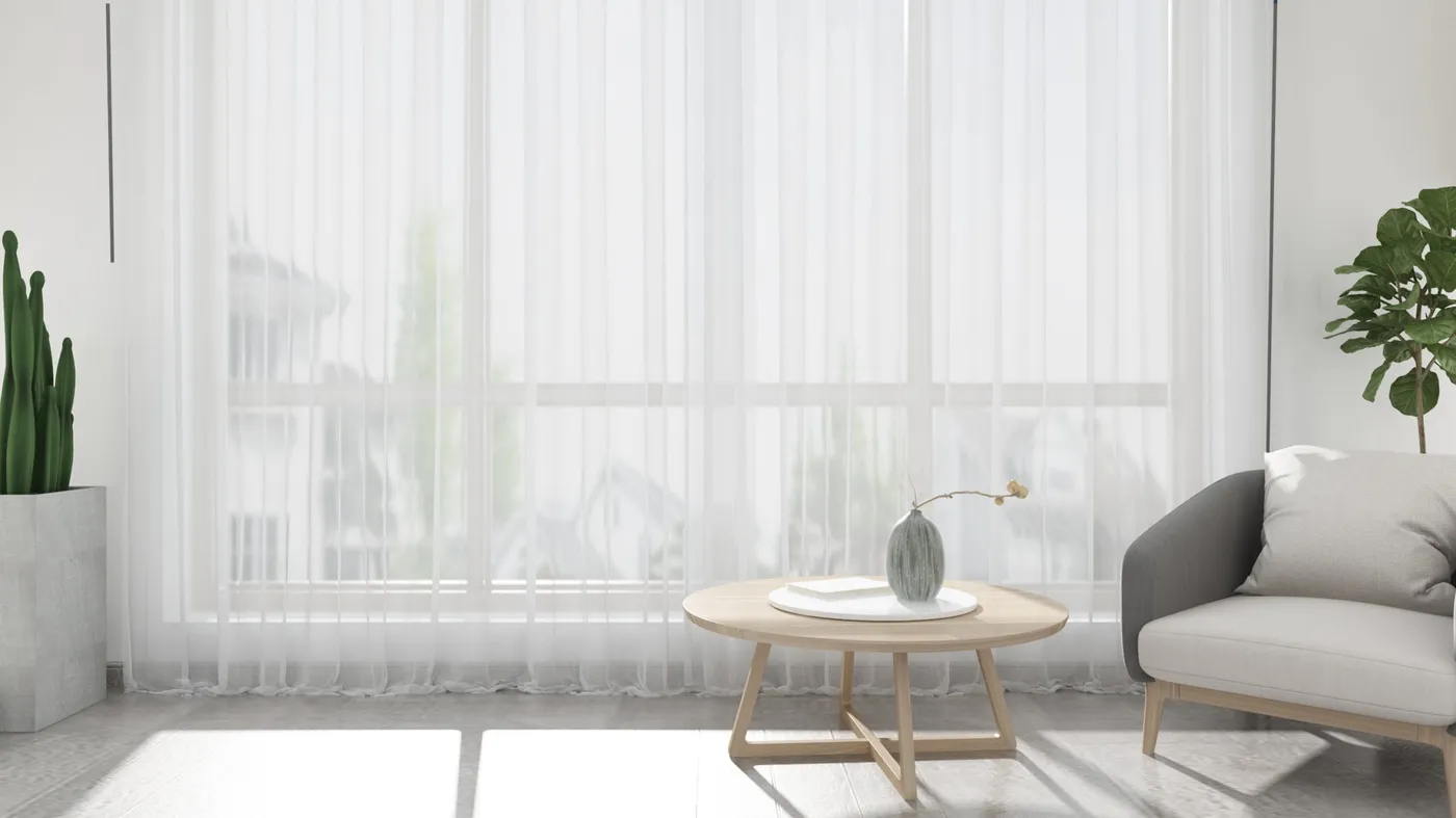 Light sheer curtains in a living room
